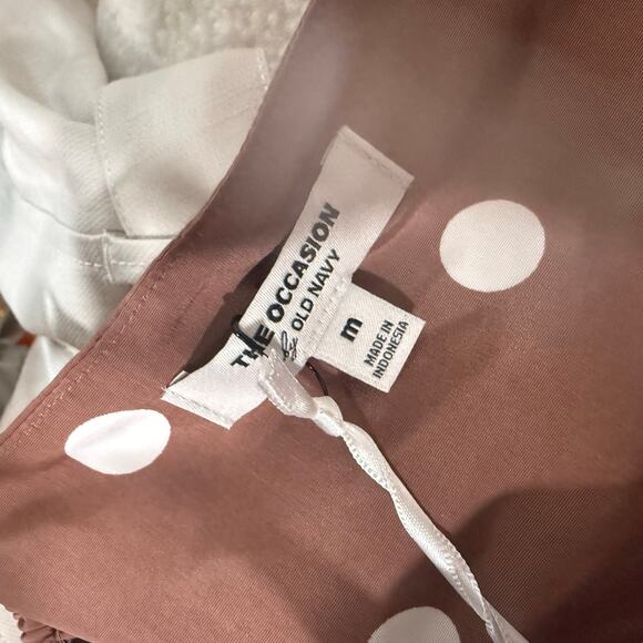 NWT The Occasion by Old Navy Taffeta Cropped Tank Top Brown White Polka Dot M - Picture 6 of 7